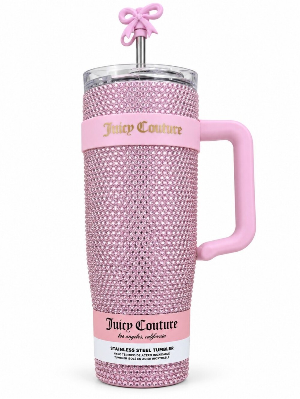 Juicy Couture Pink Crystal Travel Tumbler with Handle